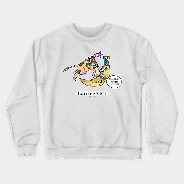 Cow Jumps Over the Moon Crewneck Sweatshirt by LatticeART